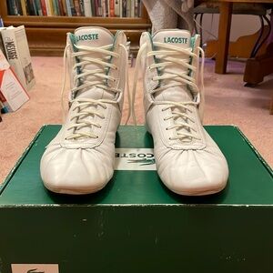 Y2K Lacoste White Leather Sneaker High Top GUC